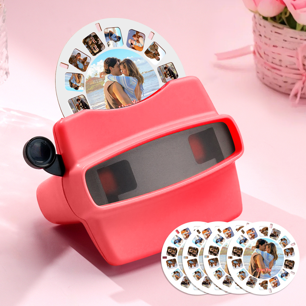 Visor Y Carrete 3d Personalizados Regalo De Navidad Rosa Personalizado Con Tus Propias Fotos Visor De Texto Y Fotos Varias Películas Disponibles Visor Rojo - miscalcetinescaramx