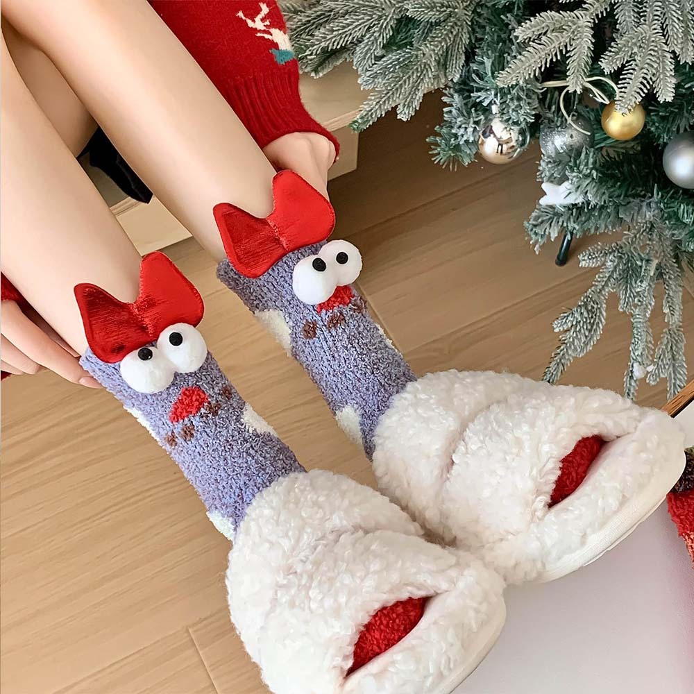 Calcetines Navideños Para Mujer, Calcetines De Felpa De Lana Coral Para Invierno, Calcetines De Suelo Para El Hogar, Regalos De Navidad - MyFaceSocksMX