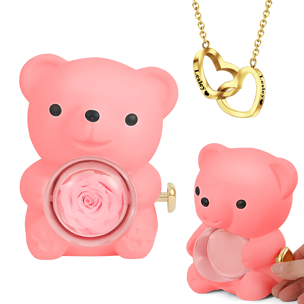 Collar De Corazón Grabado Con Rosa Real En Caja De Regalo. Collar Con Forma De Rosa En Caja De Regalo. Caja De Regalo Para Joyería. - miscalcetinescaramx