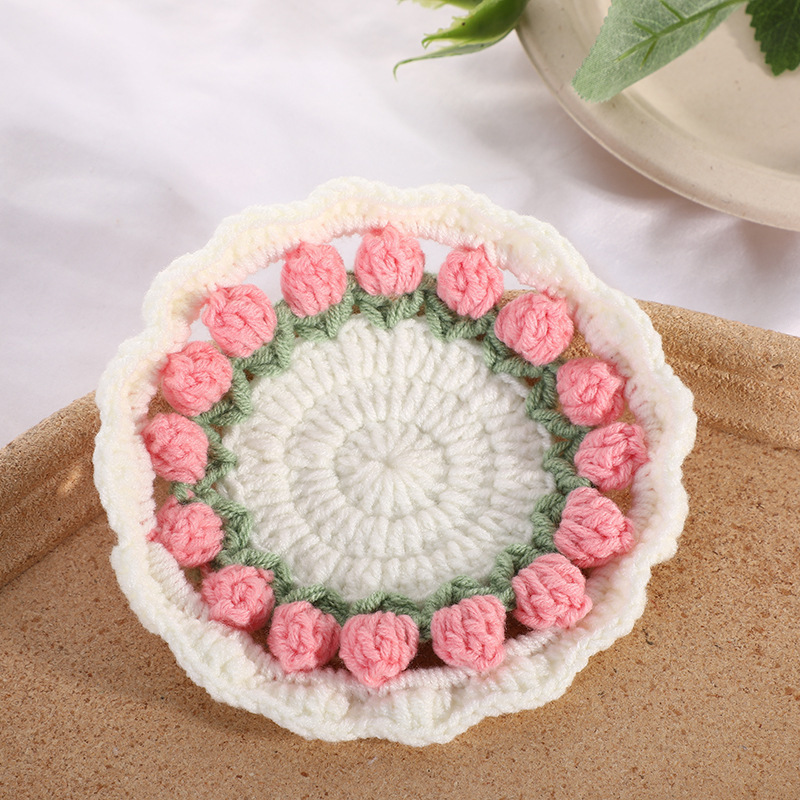 Posavasos De Tulipán De Crochet Hechos A Mano Con Diseño Floral Transformable, Regalo Para El Día De La Madre, Decoración Ecológica Para El Hogar. - miscalcetinescaramx