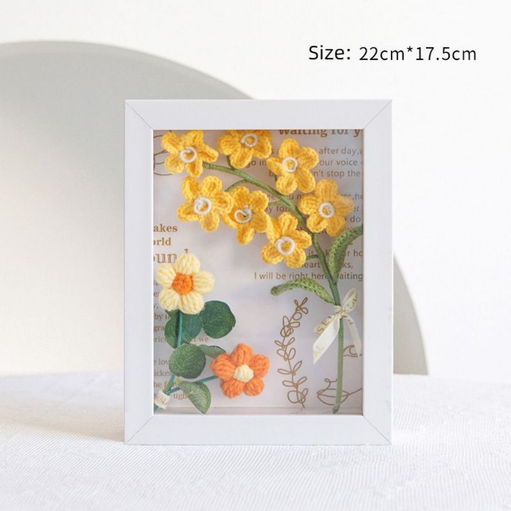 Marco De Fotos De Ramos De Ganchillo, Marco De Caja De Sombras De Flores Hecho A Mano, Decoración De Escritorio - MyFaceSocksMX