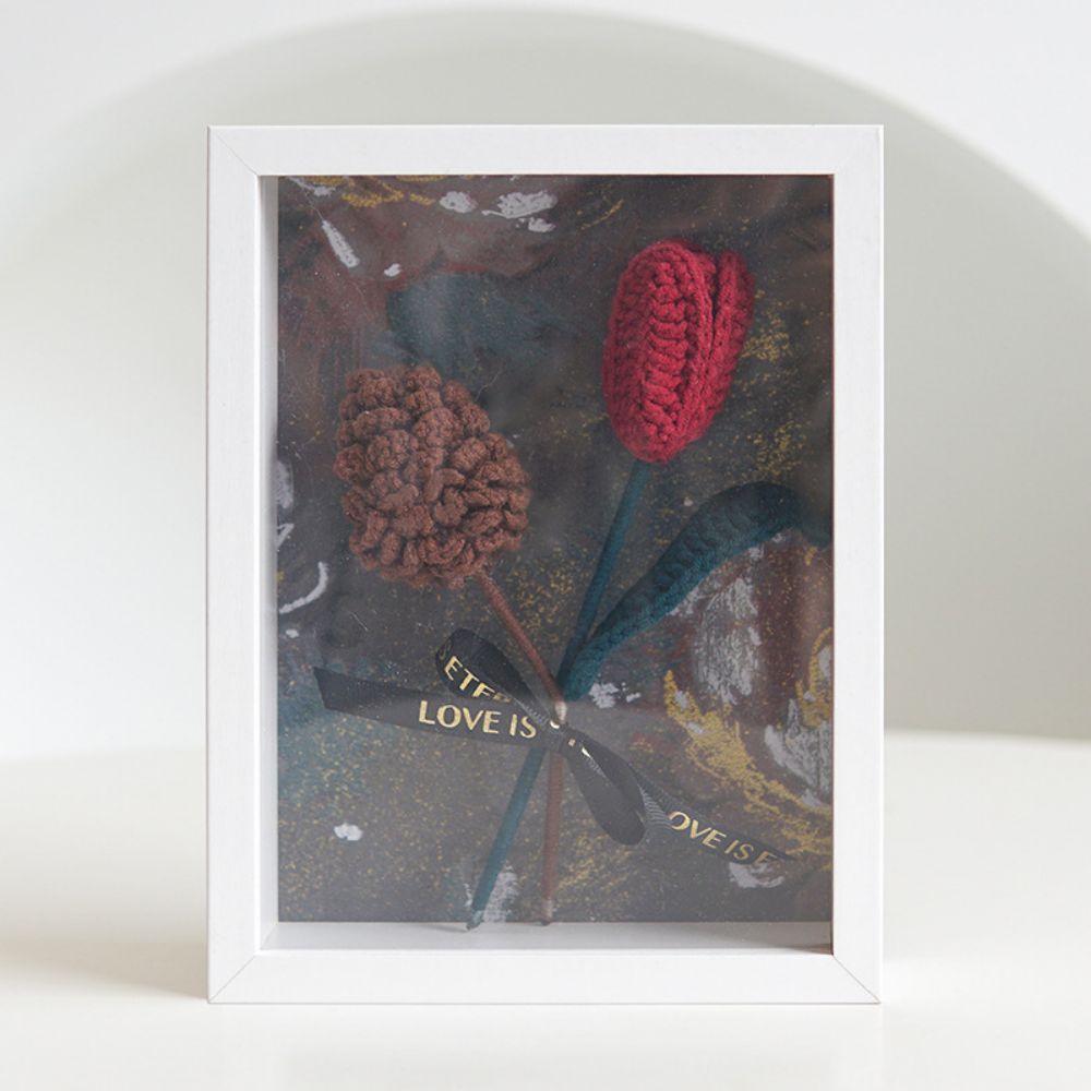 Marco De Fotos De Ramos De Ganchillo, Marco De Caja De Sombras De Flores Hecho A Mano, Decoración De Escritorio - MyFaceSocksMX