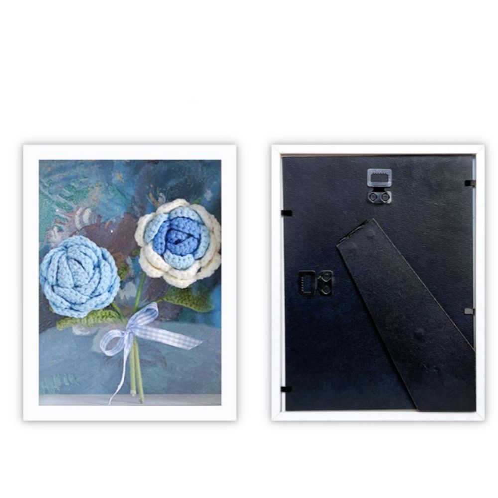 Marco De Fotos De Ramos De Ganchillo, Marco De Caja De Sombras De Flores Hecho A Mano, Decoración De Escritorio - MyFaceSocksMX