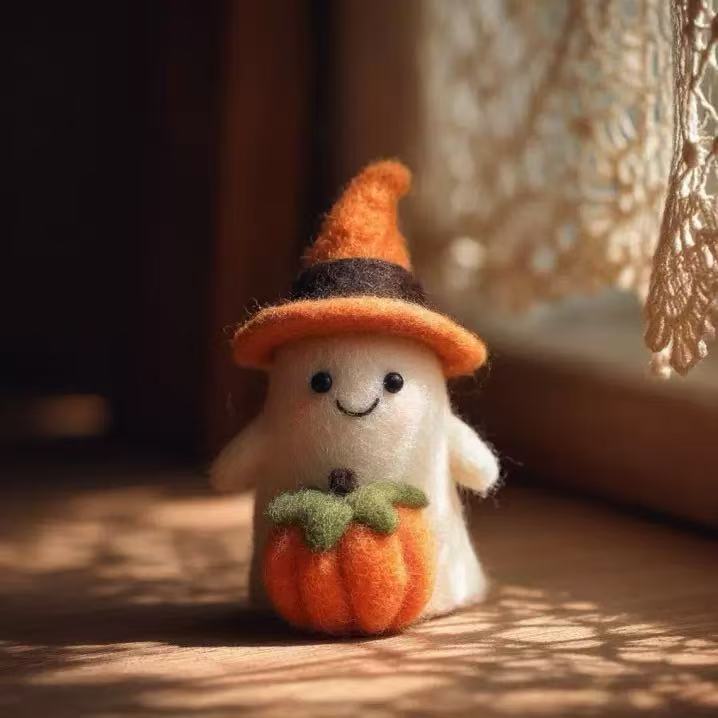 Adopta Un Fantasma, Calabaza Fantasma De Halloween De Fieltro Hecha A Mano Con Sombrero De Mago, Decoración De Calabaza De Otoño, Decoración De Halloween, Decoración De Guardería, Regalo Para Niños - miscalcetinescaramx
