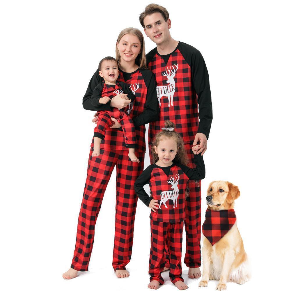 Conjuntos De Pijamas Familiares A Juego Ropa De Dormir De Fiesta De Festival De Navidad - Red Black Elk - MyFaceSocksMX