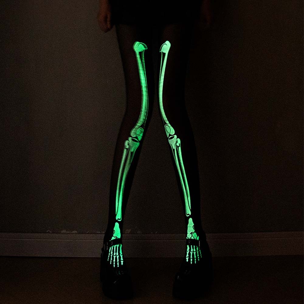 Medias Negras Que Brillan En La Oscuridad Para Disfrazarse De Halloween - miscalcetinescaramx