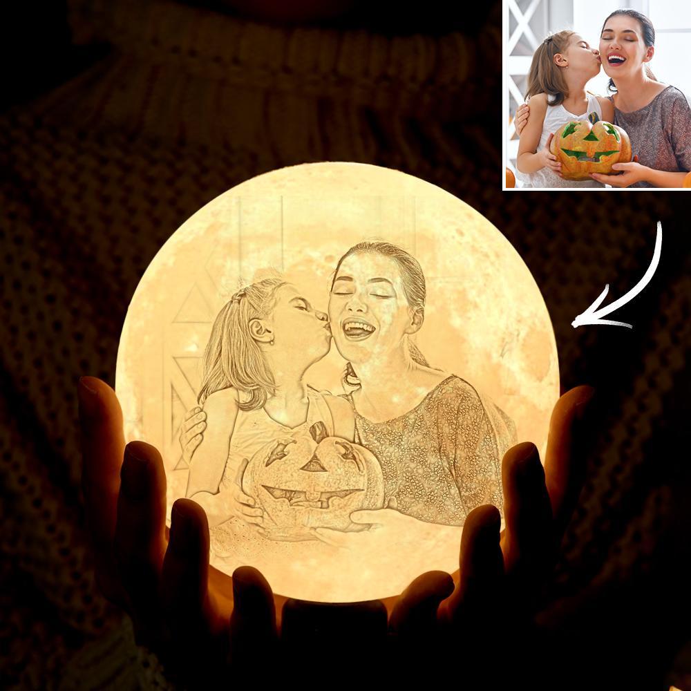 Lámpara De Foto Personalizada Con Luz De Halloween, Lámpara De Luna Grabada Impresa En 3d, 2 Colores - miscalcetinescaramx