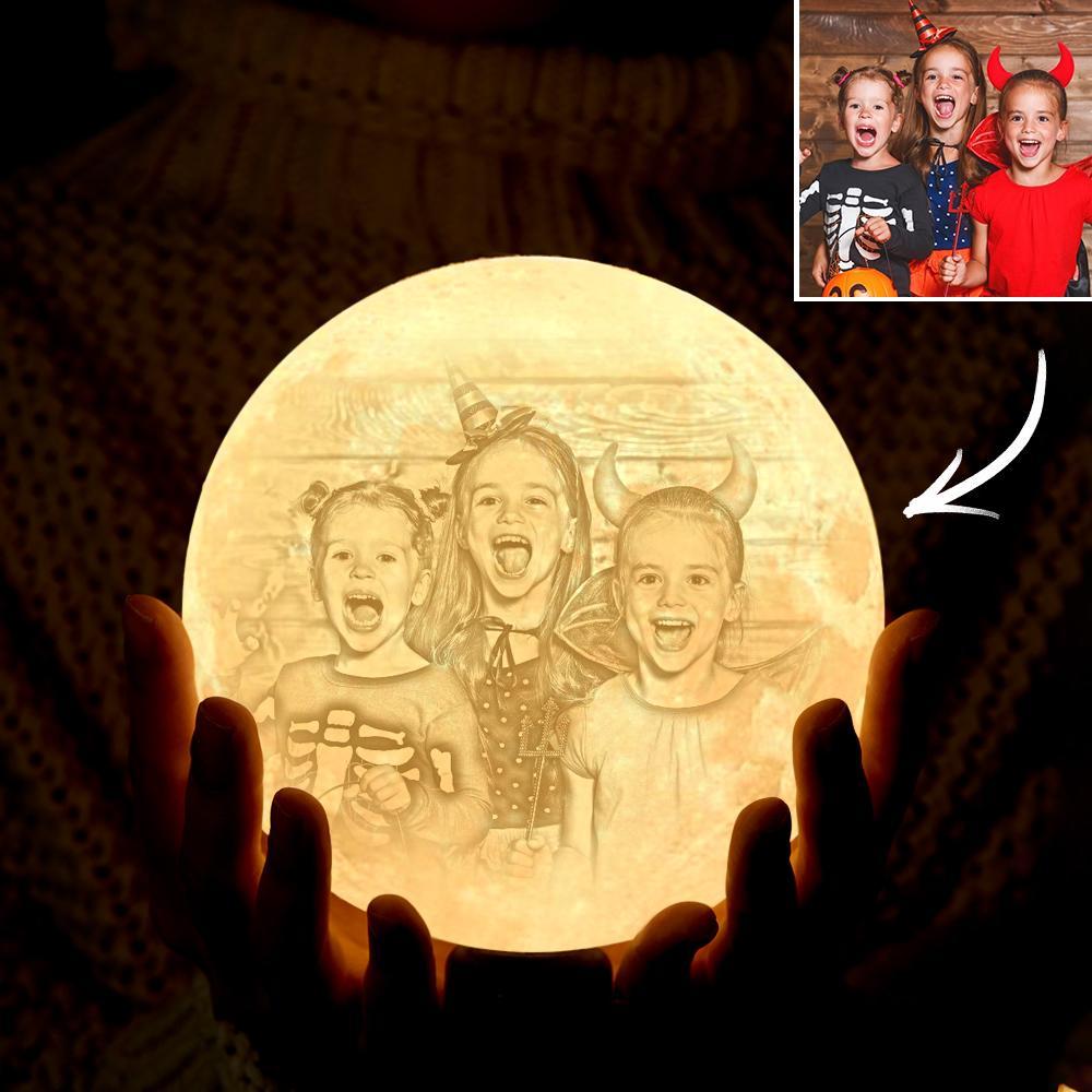Regalos De Halloween Lámpara De Luna Impresa Y Grabada En 3d Con Foto Personalizada De 2 Colores - miscalcetinescaramx