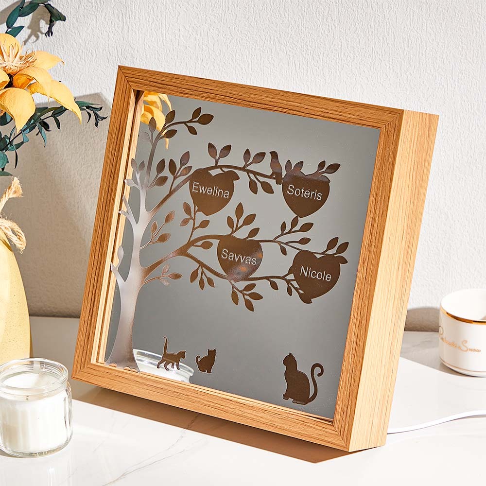 Espejo De Árbol Genealógico Con Nombre Personalizado, Luz De Noche, Decoración Independiente Para El Hogar, Regalos Para Mamá - miscalcetinescaramx