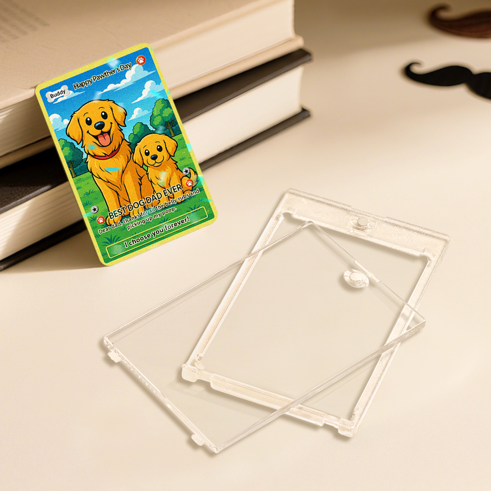 Tarjeta De Anime Personalizada Para Mascotas, Regalo Del Día Del Padre Para Papás De Perros, Regalos Para Amantes De Las Mascotas, Tarjeta Holográfica Con Retrato De Mascota, Regalo Para Papás De Perros, Regalos Personalizados Para Él