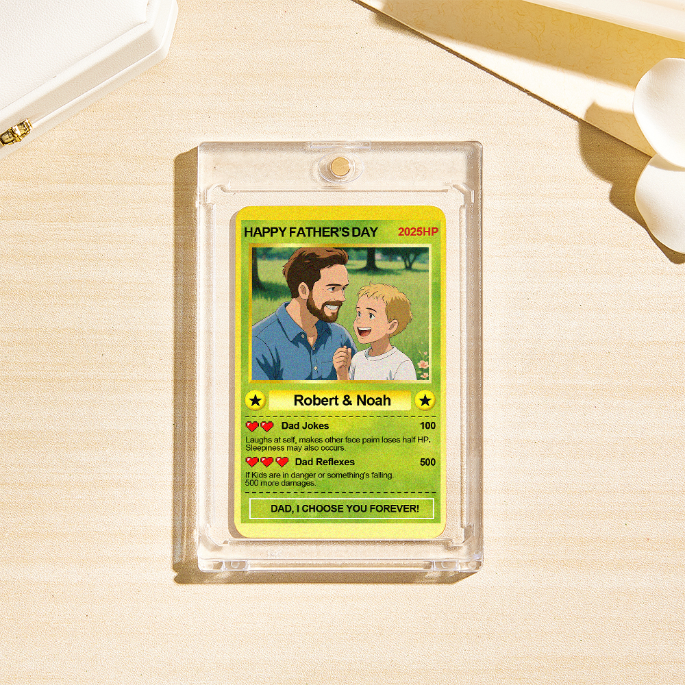 Tarjeta De Anime Personalizada Para El Día Del Padre, Regalo Para El Día Del Padre De Niños, Regalo Para Papá Gamer, Tarjeta De Anime Personalizada Con Foto Para Intercambiar, Regalo Para Esposo Gamer, Papá Primerizo