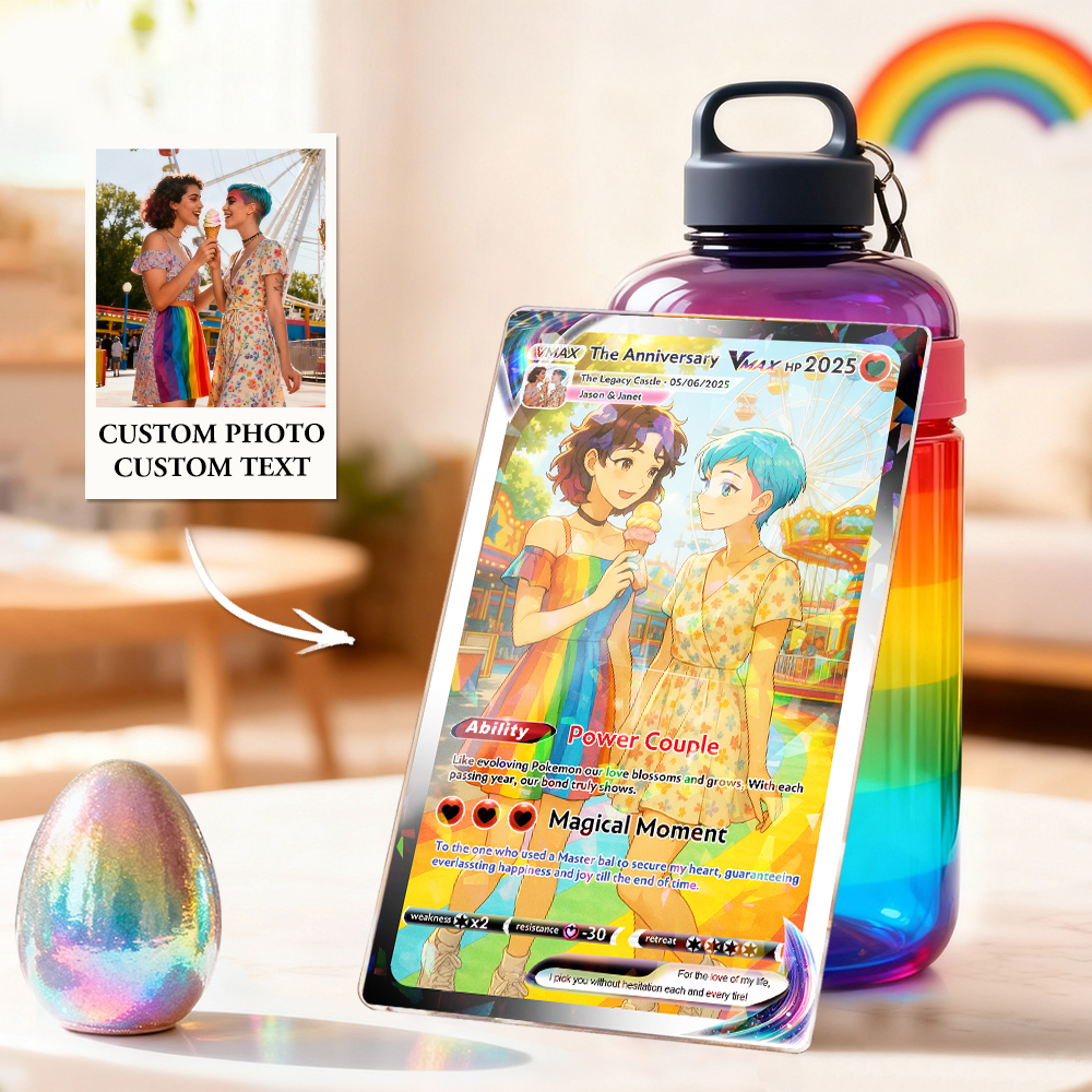 Tarjeta Coleccionable Personalizada Para Parejas Lgbt, Estilo Caricatura, Regalo De Navidad Personalizado Para Él O Ella - miscalcetinescaramx