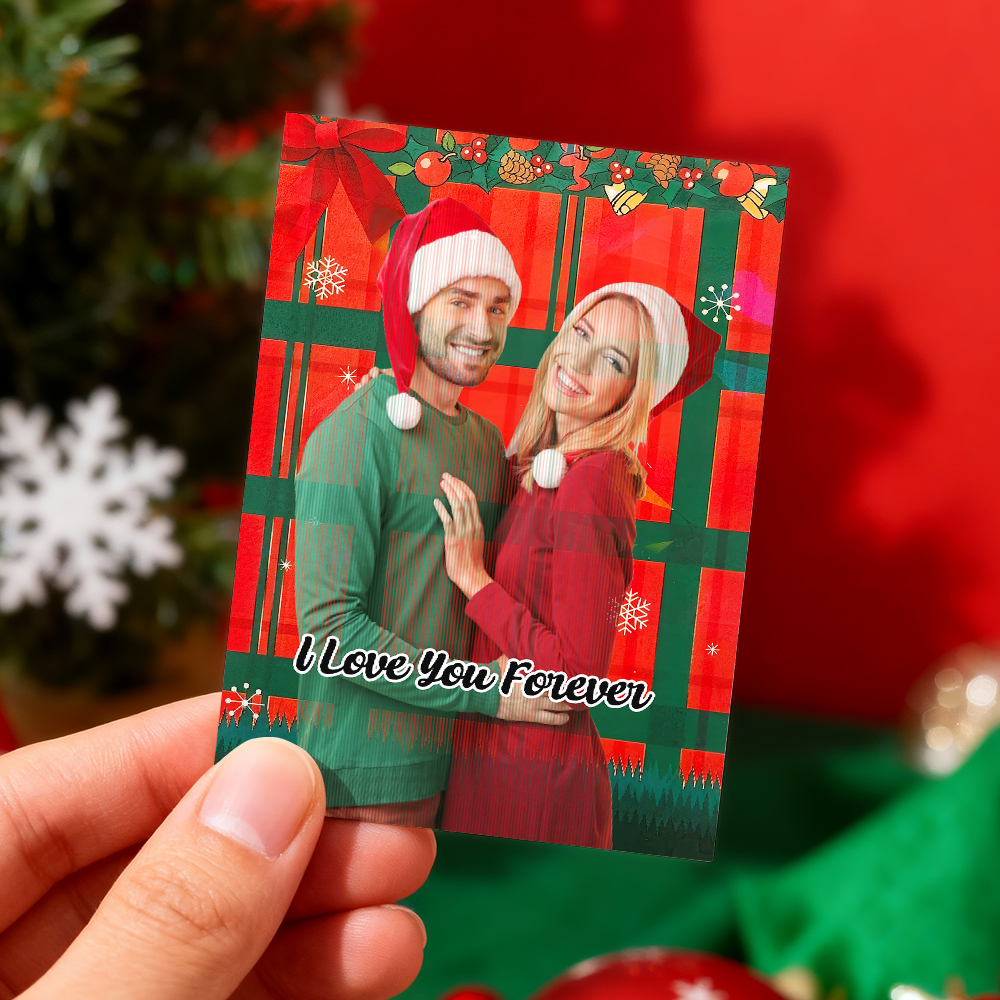 Tarjeta Lenticular Personalizada Con Foto Navideña Estilo Anime. Regalo De Navidad. Tarjeta De Felicitación Navideña. - miscalcetinescaramx