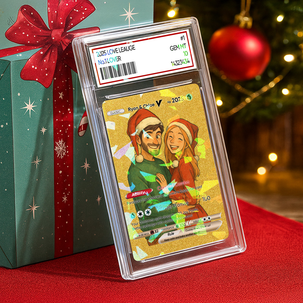 Tarjeta Navideña Dorada Personalizada, Estilo Anime, Miniatura Coleccionable Brillante, Regalo Para Él, Ella O Amigos. - miscalcetinescaramx