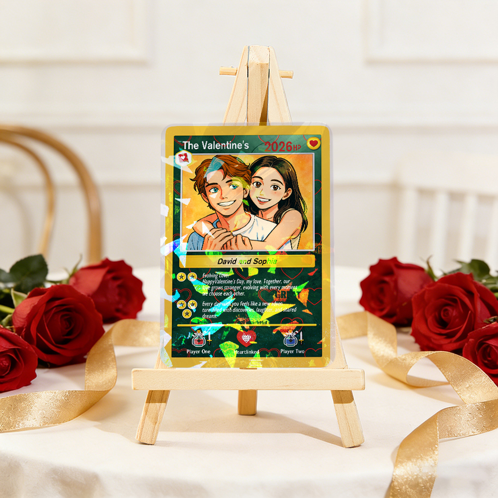 Tarjeta De Pareja Poderosa De San Valentín Personalizada, Tarjeta De Aniversario Personalizada Con Foto De Pareja Estilo Anime, El Mejor Regalo De San Valentín Para Tu Pareja. - miscalcetinescaramx