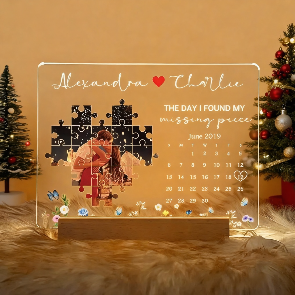 El Día Que Encontré La Pieza Que Me Faltaba, Marco De Luz, Regalo Personalizado Idea de regalo de Navidad