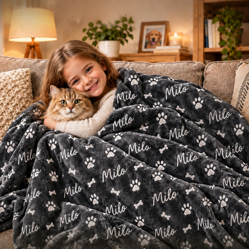 Manta Personalizada Para Mascotas Para Amantes De Los Perros: Manta De Forro Polar Suave Con Estampado De Patas Y Huesos, Regalo Perfecto Para El Día De La Madre O Cumpleaños - miscalcetinescaramx