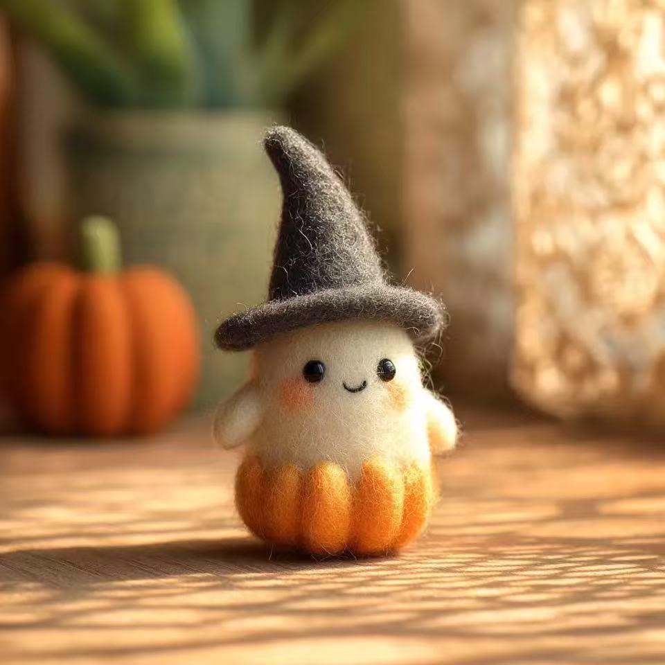 Adopta Un Fantasma, Calabaza Fantasma De Halloween De Fieltro Hecha A Mano Con Sombrero De Mago, Decoración De Calabaza De Otoño, Decoración De Halloween, Decoración De Guardería, Regalo Para Niños - miscalcetinescaramx