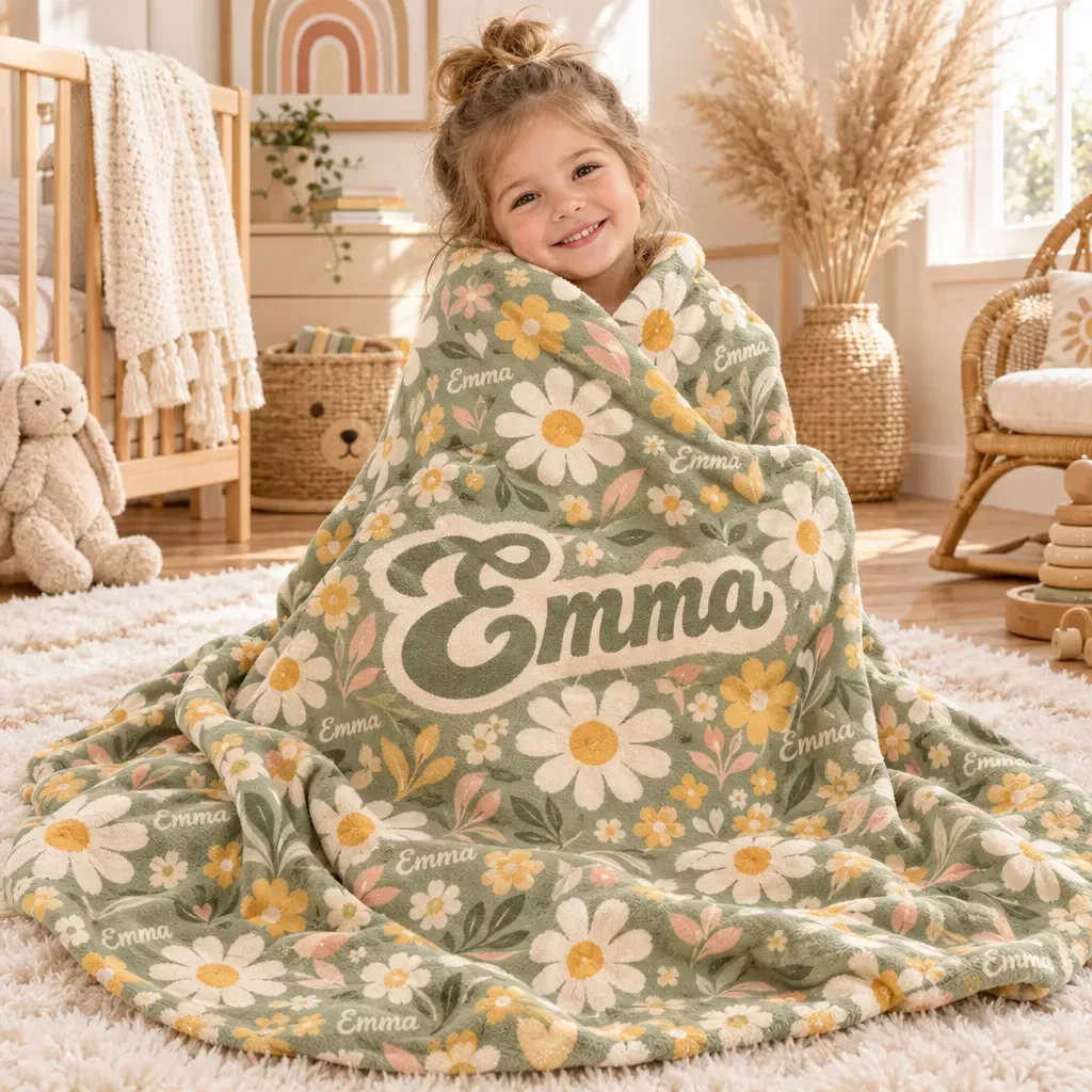Manta Polar Personalizada Para Niños, Regalo De Cumpleaños Con Nombre Y Corazones, Acogedora Manta Sherpa Para Niñas Y Niños - miscalcetinescaramx