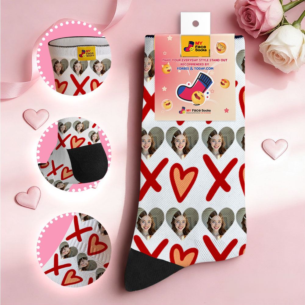 Calcetines Con Cara De Labios Rojos Personalizados, Calcetines Temáticos De San Valentín, Calcetines Con Cara Personalizados, Regalo Para Parejas - miscalcetinescaramx