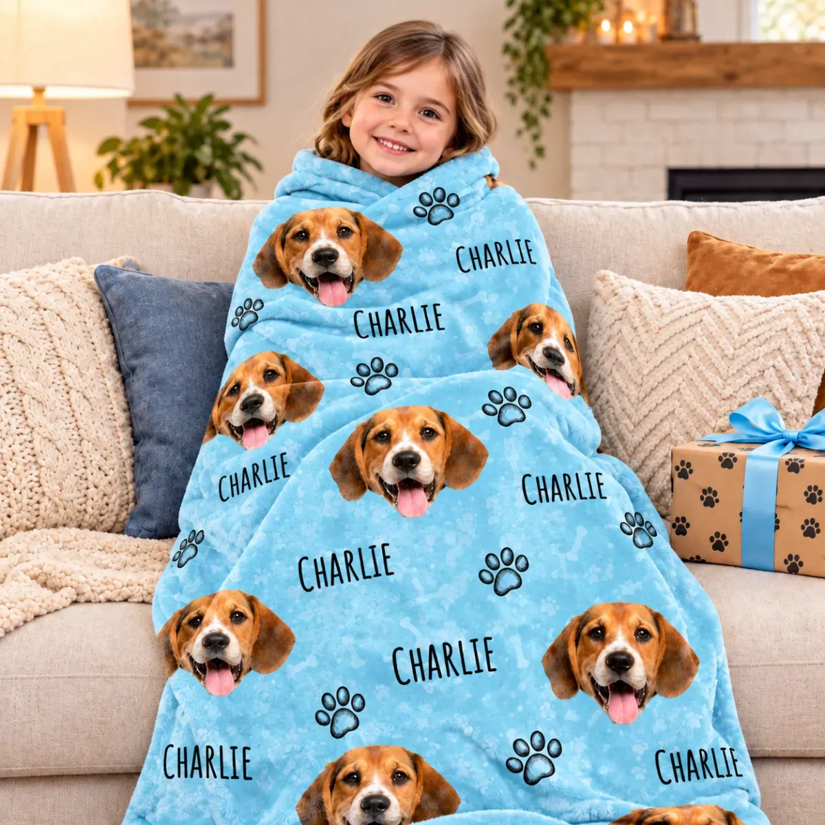Manta Personalizada Para Regalos De Navidad: Diseño Personalizado De Nombre Y Mascota, Manta De Forro Polar Suave Para Recuerdo Familiar - miscalcetinescaramx