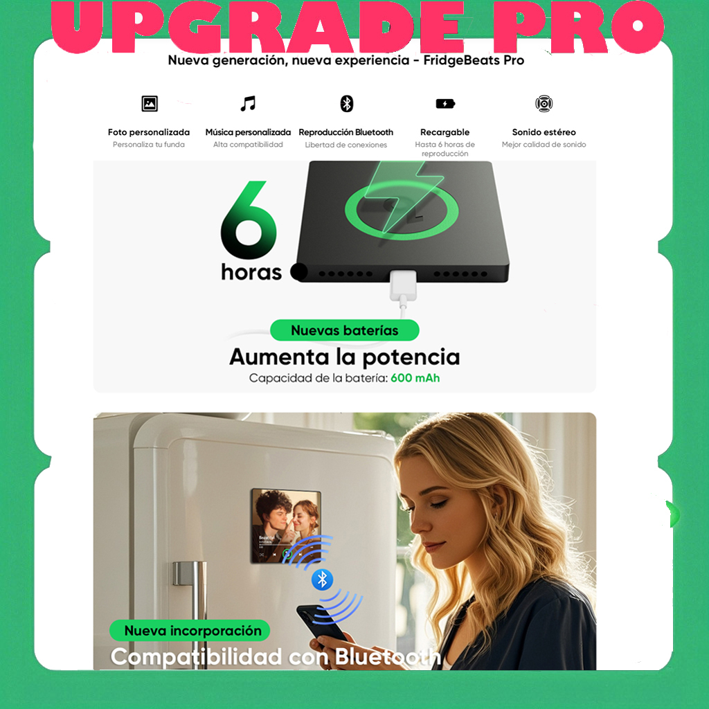$3.99 Actualización A 4.0 Pro Fridgebeats - Bluetooth 5.4 Y Sonido Estéreo Oferta Sólo Por Tiempo Limitado