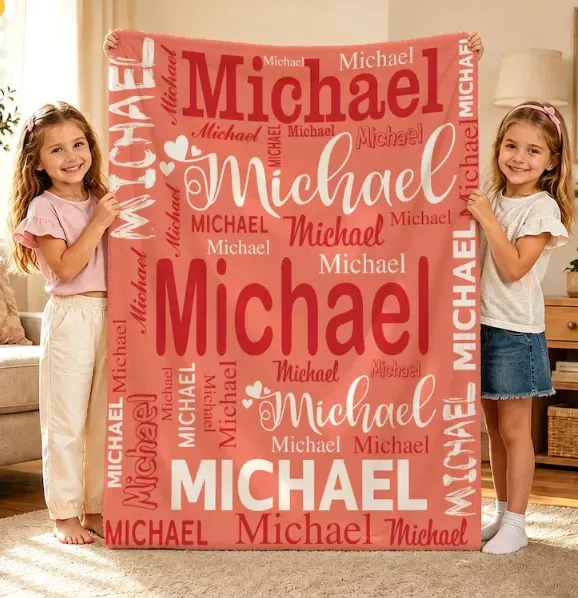 Manta Polar Personalizada Para Niños, Regalo De Cumpleaños Con Nombre Y Corazones, Acogedora Manta Sherpa Para Niñas Y Niños - miscalcetinescaramx