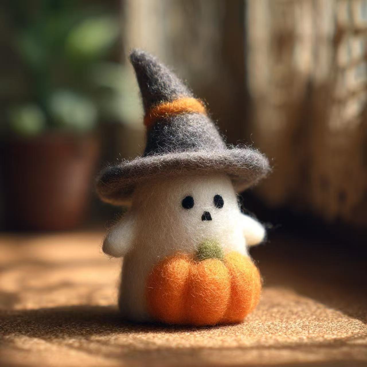 Adopta Un Fantasma, Calabaza Fantasma De Halloween De Fieltro Hecha A Mano Con Sombrero De Mago, Decoración De Calabaza De Otoño, Decoración De Halloween, Decoración De Guardería, Regalo Para Niños - miscalcetinescaramx