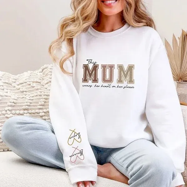 Camisetas, Sudaderas Y Sudaderas Con Capucha Bordadas Personalizadas Con El Mensaje 'mamá Lleva El Corazón En La Manga'. - miscalcetinescaramx