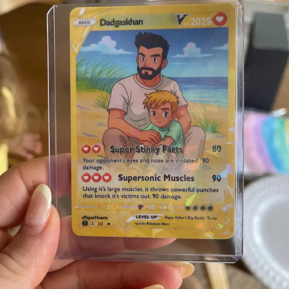 Tarjeta Pokémon Del Día Del Padre, Tarjeta Pokémon Personalizada, Regalo Para Papá, Regalo Del Día Del Padre, Presente Personalizado - miscalcetinescaramx