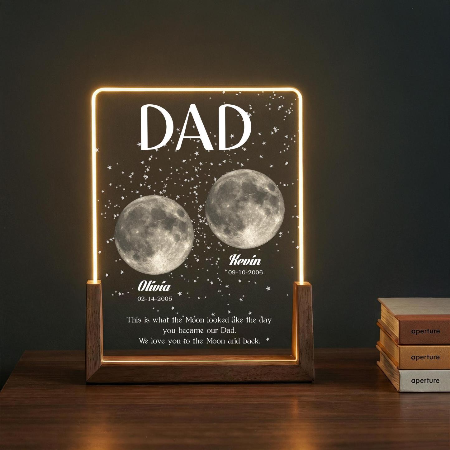 Regalo De Papá De Fase Lunar: Luz De Placa Acrílica Personalizada, Regalo De Cielo Nocturno Personalizado Para Papá, Regalo Del Día Del Padre, Recuerdo De Lámpara De Luna LED - miscalcetinescaramx