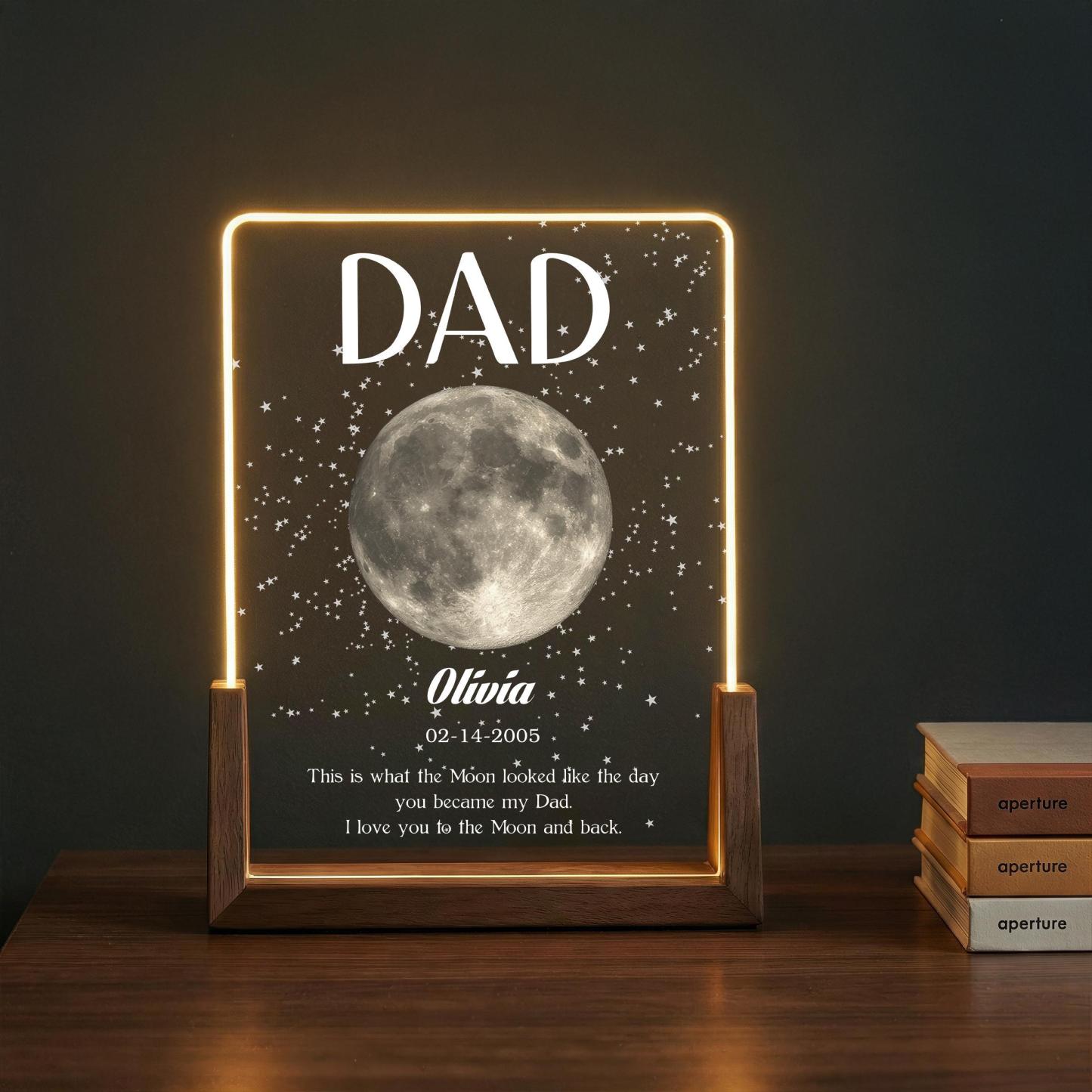 Regalo De Papá De Fase Lunar: Luz De Placa Acrílica Personalizada, Regalo De Cielo Nocturno Personalizado Para Papá, Regalo Del Día Del Padre, Recuerdo De Lámpara De Luna LED - miscalcetinescaramx