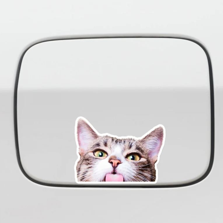 Calcomanía Para Coche Con Gato Asomando Por La Ventanilla / Vinilo Impermeable Para Parachoques De Portátil / Regalo Para Amantes De Los Gatos / Exterior E Interior