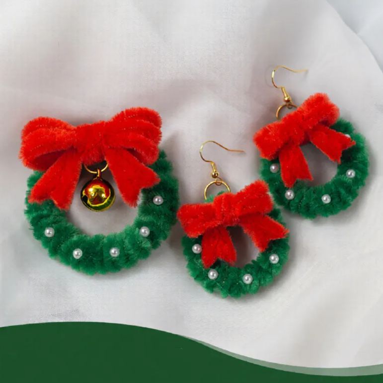 Kit De Pinza Y Broche Para El Pelo Con Lazo Navideño De Peluche Para Hacer Tú Mismo, Bonitos Accesorios Navideños Hechos A Mano | Solo Paquete De Materiales - miscalcetinescaramx