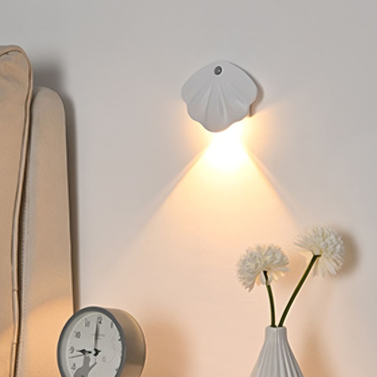 Lámpara De Pared Con Sensor De Movimiento Magnético Recargable – Luz Nocturna Led Inalámbrica Para Interiores, Lámpara Para Puerta Con Diseño De Concha - miscalcetinescaramx