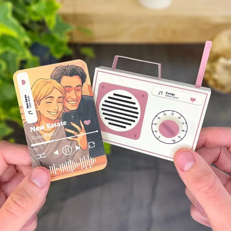 Tarjeta Personalizada Estilo Radio, Regalo De Aniversario Para Él, Regalo Personalizado, Regalo De Aniversario De Bodas Para Ella, Regalo De Cumpleaños Para Novia, Regalo Para Esposo, Regalo De Amor Romántico.