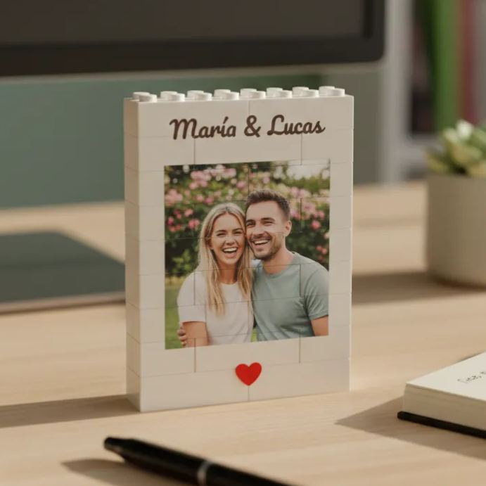 Marco De Rompecabezas De Ladrillos Con Fotos Personalizado: Construye Tu Amor, Un Regalo Romántico Para San Valentín Y Aniversarios.
