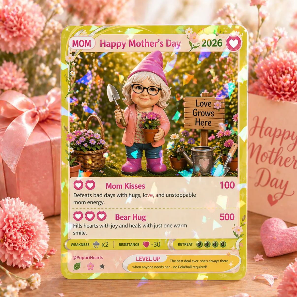 Mother's Day Gifts for Mum Grandma Custom Graden Theme Card, Custom Gift Card, Gift For Mum Custom Poke Present - miscalcetinescaramx