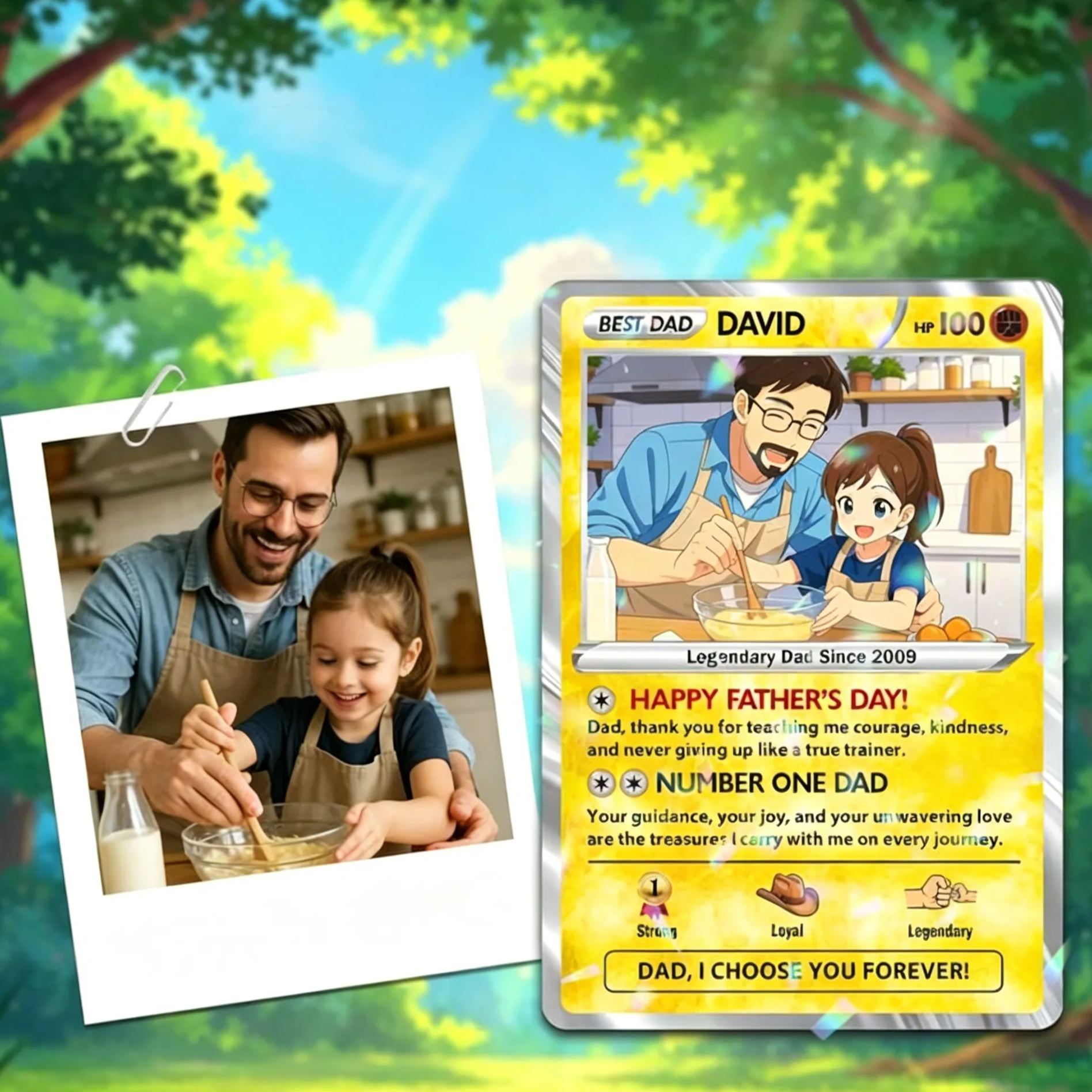 Tarjeta Poke personalizada del Día del Padre, Tarjeta personalizada de papá Poke Anime, Regalo del Día del Padre, Tarjeta de anime personalizada, Regalo de papá jugador, Regalo para el esposo
