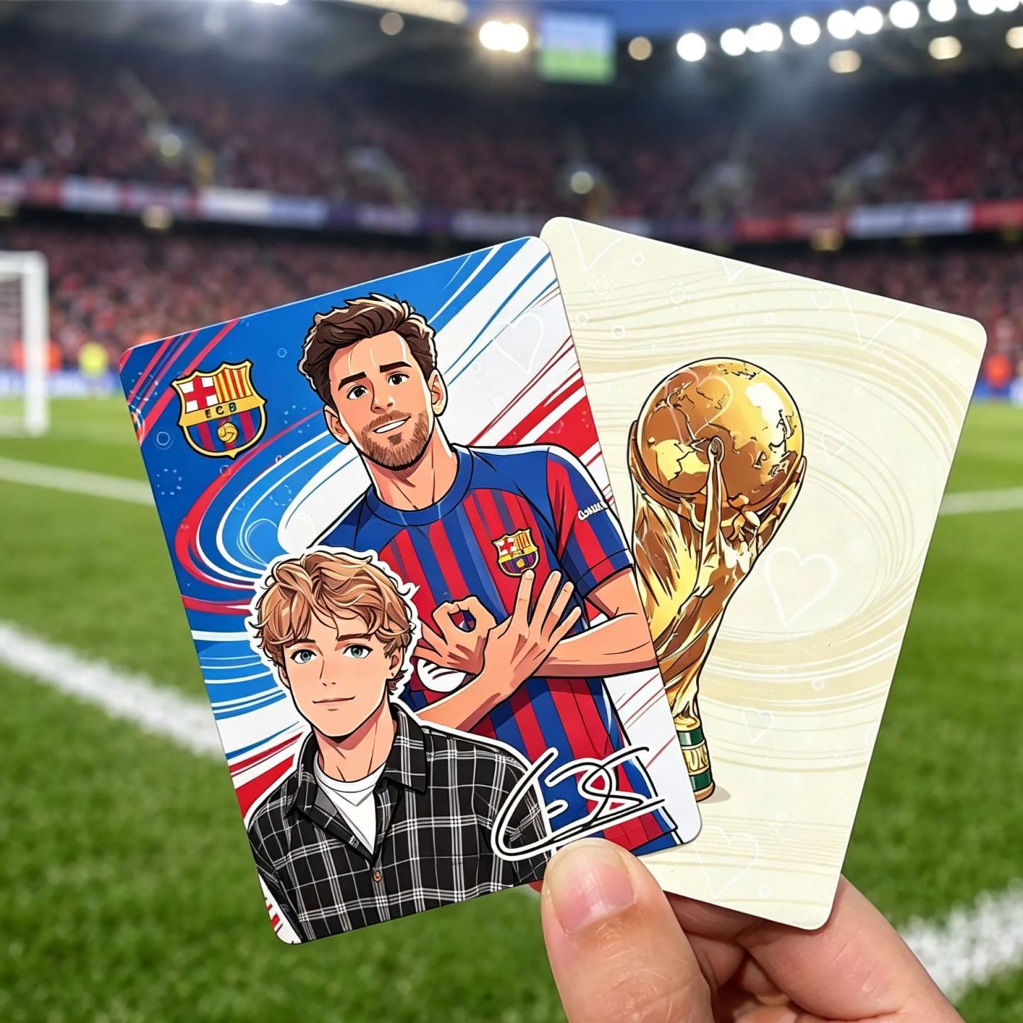 Tarjeta coleccionable personalizada de Anime Football Star – Foto de aficionado personalizada, regalo coleccionable para el día del padre - miscalcetinescaramx