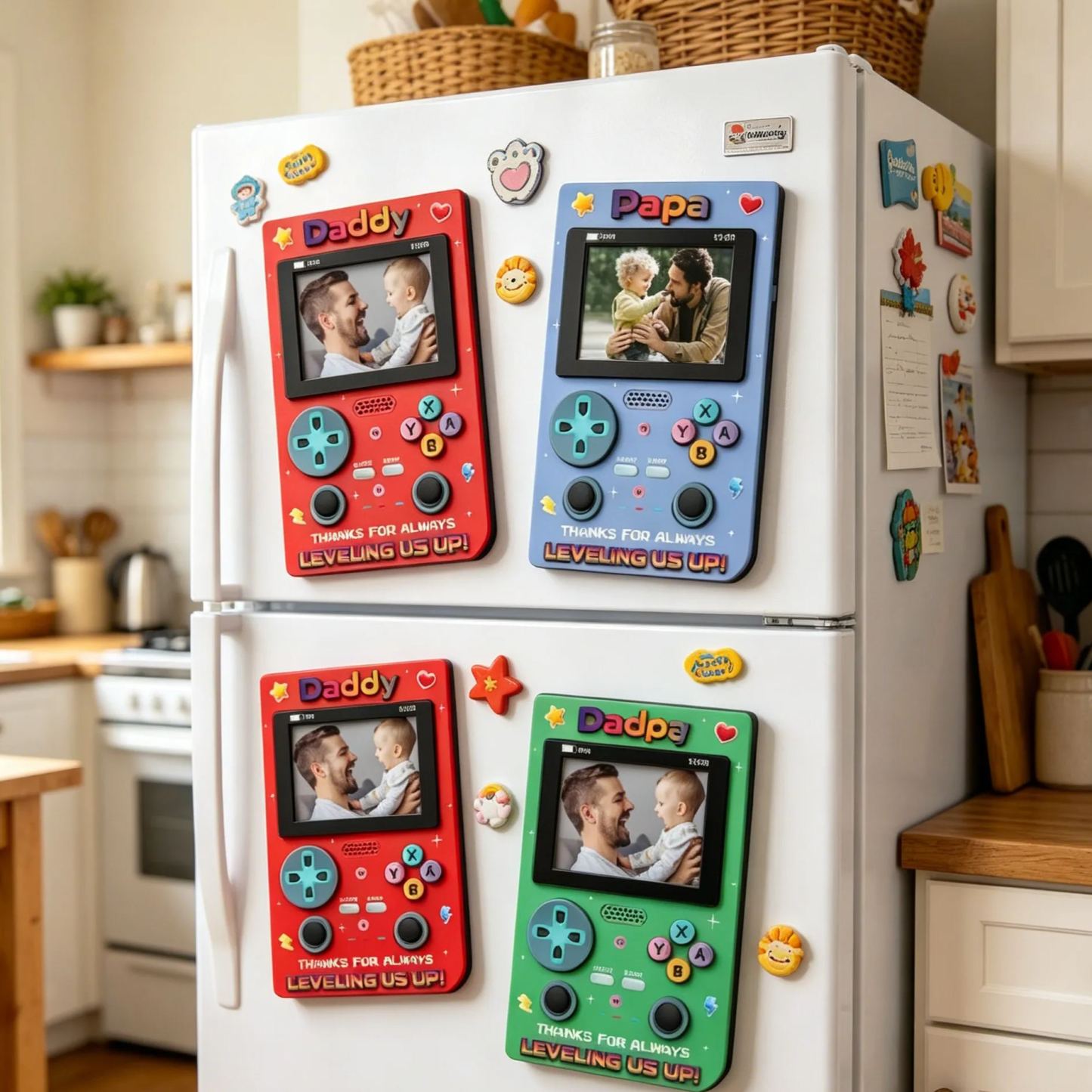 Marco personalizado del imán de la foto del jugador del padre, regalo del día del padre, foto de la consola de juegos retro, papá jugador, decoración de la sala de juegos de papá, foto del abuelo - miscalcetinescaramx