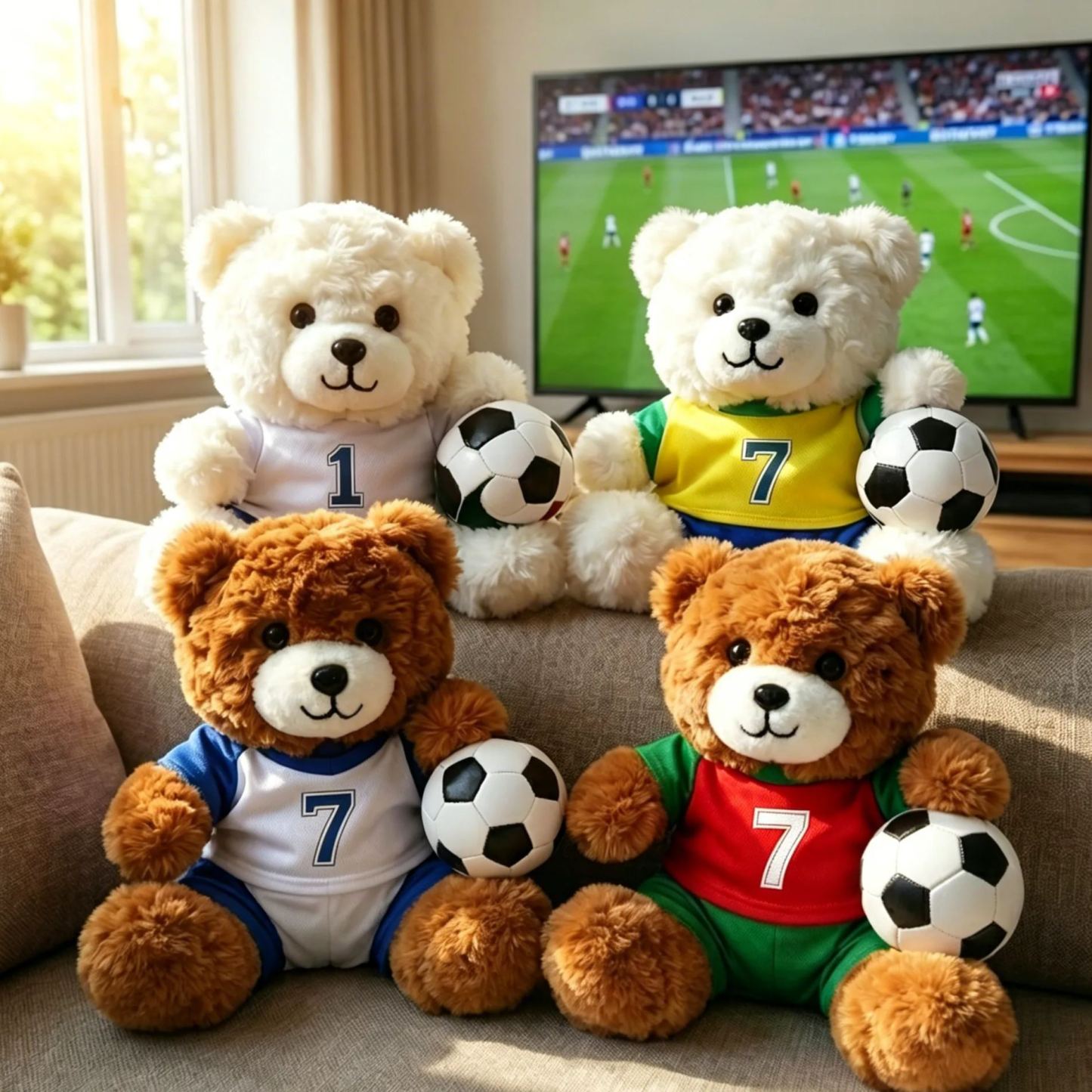 Muñeco de peluche de oso de fútbol personalizado, lindo equipo de fútbol, ​​oso de peluche, regalo de recuerdo para fanáticos - miscalcetinescaramx