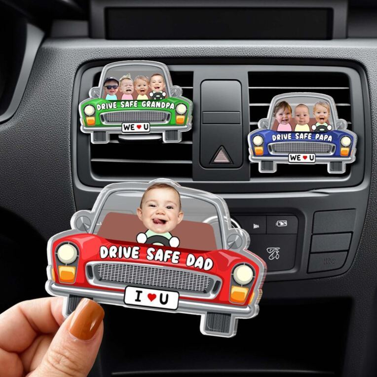 Regalo lindo personalizado del ornamento del coche del clip del visera de la foto de los niños para el papá - miscalcetinescaramx