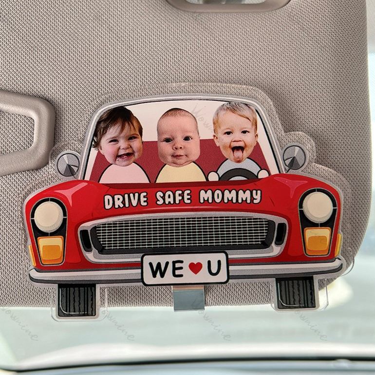 Regalo lindo personalizado del ornamento del coche del clip del visera de la foto de los niños para el papá - miscalcetinescaramx