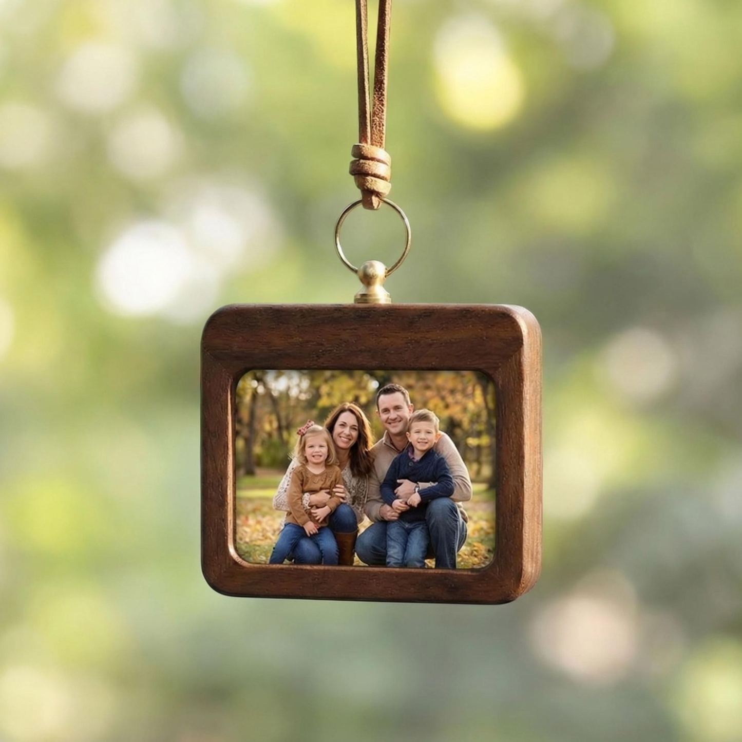 Marco de fotos personalizado de nogal para decoración del espejo retrovisor | Regalo de aniversario para una pareja, nueva familia Regalo del Día del Padre - miscalcetinescaramx