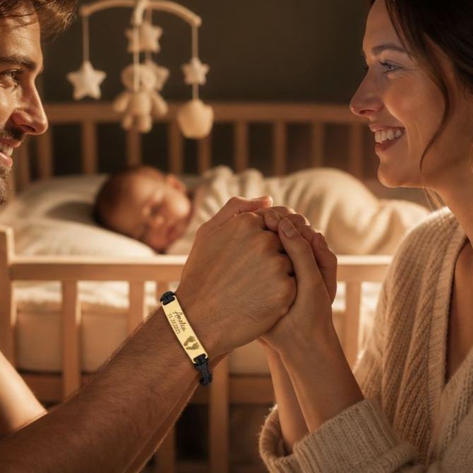 Pulsera Personalizada Con Huella De Bebé, Regalo Del Día Del Padre, Regalo Para Papá Por Primera Vez - miscalcetinescaramx