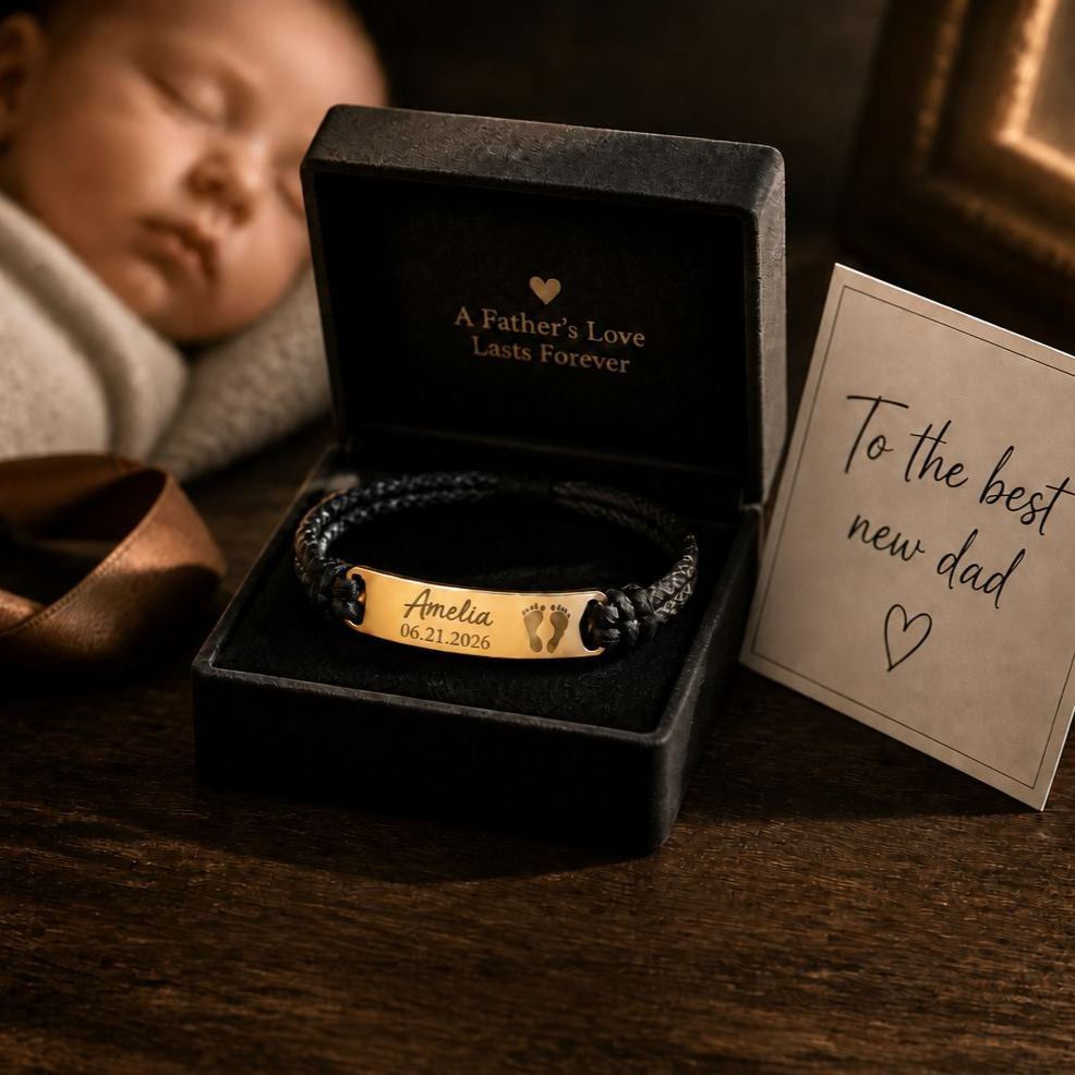 Pulsera Personalizada Con Huella De Bebé, Regalo Del Día Del Padre, Regalo Para Papá Por Primera Vez - miscalcetinescaramx