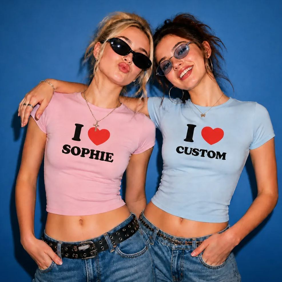 Me Encanta La Camiseta De Bebé Personalizada, La Camisa Personalizada I Heart, La Camiseta De Bebé Con Texto Personalizado, La Camiseta Y2K Personalizada, La Camiseta Personalizada De Los Años 90, La Ropa Y2K De Moda - miscalcetinescaramx