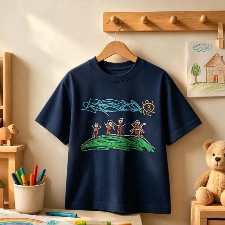 Camiseta Bordada Con Dibujo Personalizado Para Niños: Camiseta Personalizada Con Ilustraciones Infantiles, Camisa Personalizada Con Bordado De Retrato Familiar, Regalo Significativo Para Mamá, Papá Y Abuelos - miscalcetinescaramx