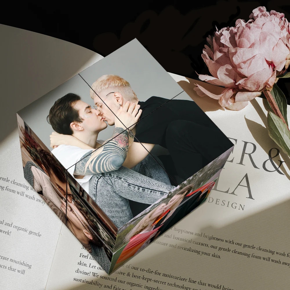 Foto personalizada Cubo de Rubik Cubo de fotos infinito personalizado Cubo de fotos de pareja plegable Regalos para LGBT